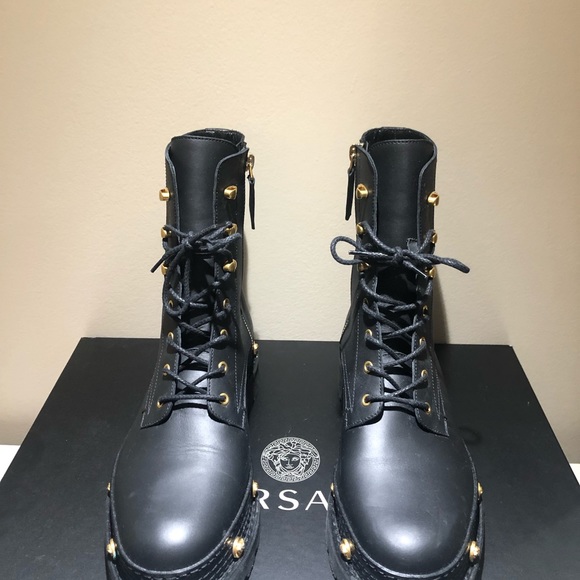 Versace Lace Up Combat Boots - Picture 2 of 8